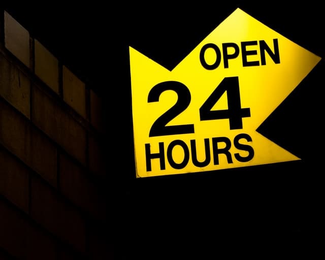 Open 24 Hour Sign Board
